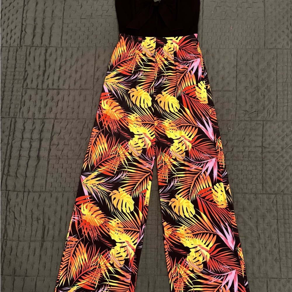 Nikibiki Black and Multicolor Tropical Jumpsuit